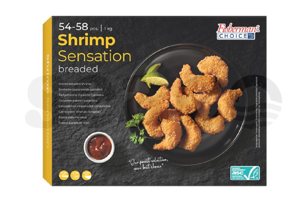 Garnalen shrimp sensation (gepeld en gepaneerd) 54-58st 1kg DV